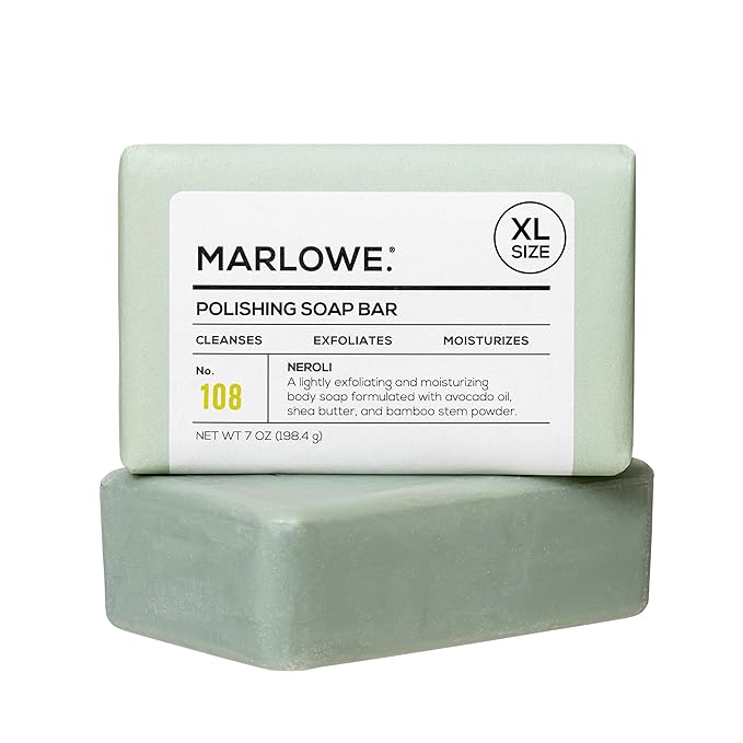 MARLOWE. No. 108 Lightly Exfoliating Soap Bar, 7oz, Polishing, Moisturizing & Cleansing Bar Soap for Men, Made with Natural Ingredients-GlimoraGlow
