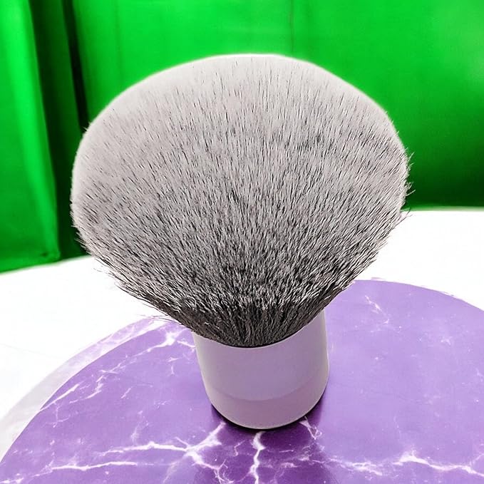 Luxurious and Large Ultra Soft Fluffy Powder Brush, Multipurpose Face, Body, Barber and Beauty Tool, with wooden base Soft Kabuki Brush by BevyGold (Violet)-GlimoraGlow