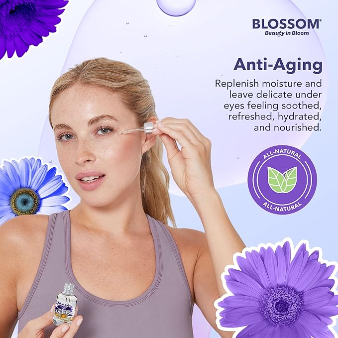 Blossom All Natural Organic Cruelty Free Moisturizing Eye Serum with Essential Oils, Infused with Real Flowers, Made in USA, 0.5 fl. oz., Fall Medley-GlimoraGlow