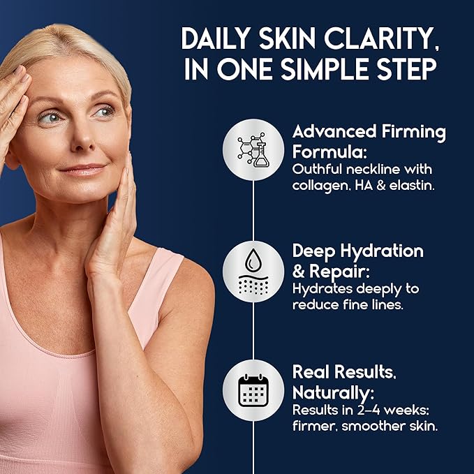 Neck Creams for Tightening and Firming Sagging Skin - Skin Tightening Cream for Face - Decollete & Chest, Under Chin Firming for Older Women - Neck Wrinkles Treatment with Collagen & Hyaluronic Acid-GlimoraGlow