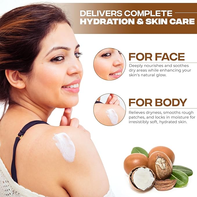 AZMERA Handcrafted Whipped Shea Body Butter – Unscented Moisturizer for Dry, Sensitive Skin with Argan Oil & Vitamin E – Vegan, Non-Greasy Whipped Body Butter for Women & Men – 8.82 oz-GlimoraGlow