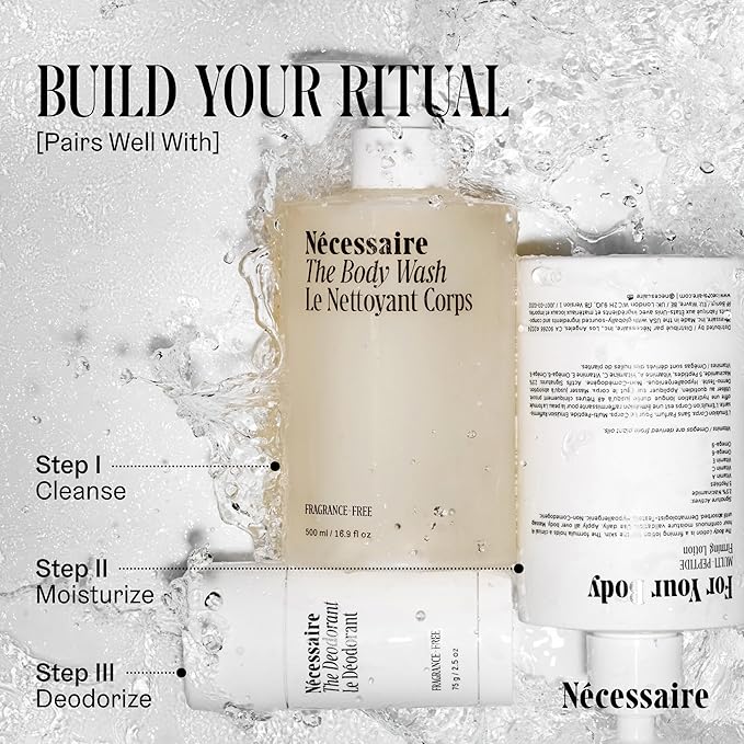 Nécessaire The Body Wash. Fragrance-Free. Multi-Vitamin Gel Cleanser. Nourish, Soften. Hypoallergenic. Dermatologist-Tested. No SLS/SLES. 250 ml / 8.4 fl oz-GlimoraGlow
