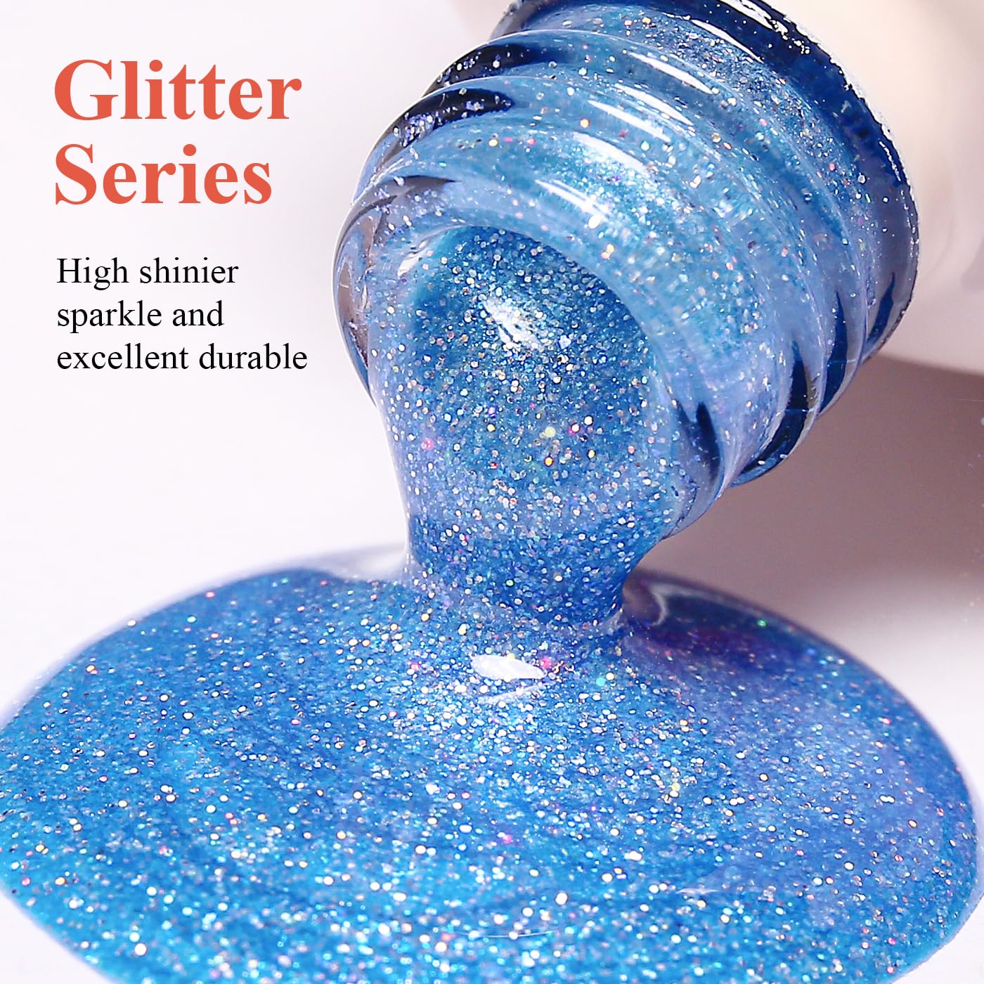 Imtiti Glitter Gel Nail Polish, Bright Blue Glitter Nail Gel Polish Diamond Shimmer Sparkle Soak Off UV LED Spring Summer Manicure 10ML-GlimoraGlow