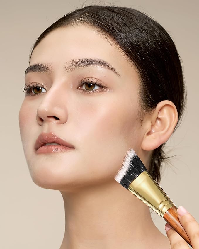 Desert Oak Series Terraced Contour Brush - 27mm Dual-Height Design with 5mm Flat Edge & 22mm Slope for Precision Sculpting, Bubinga & Brass (CM 191)-GlimoraGlow