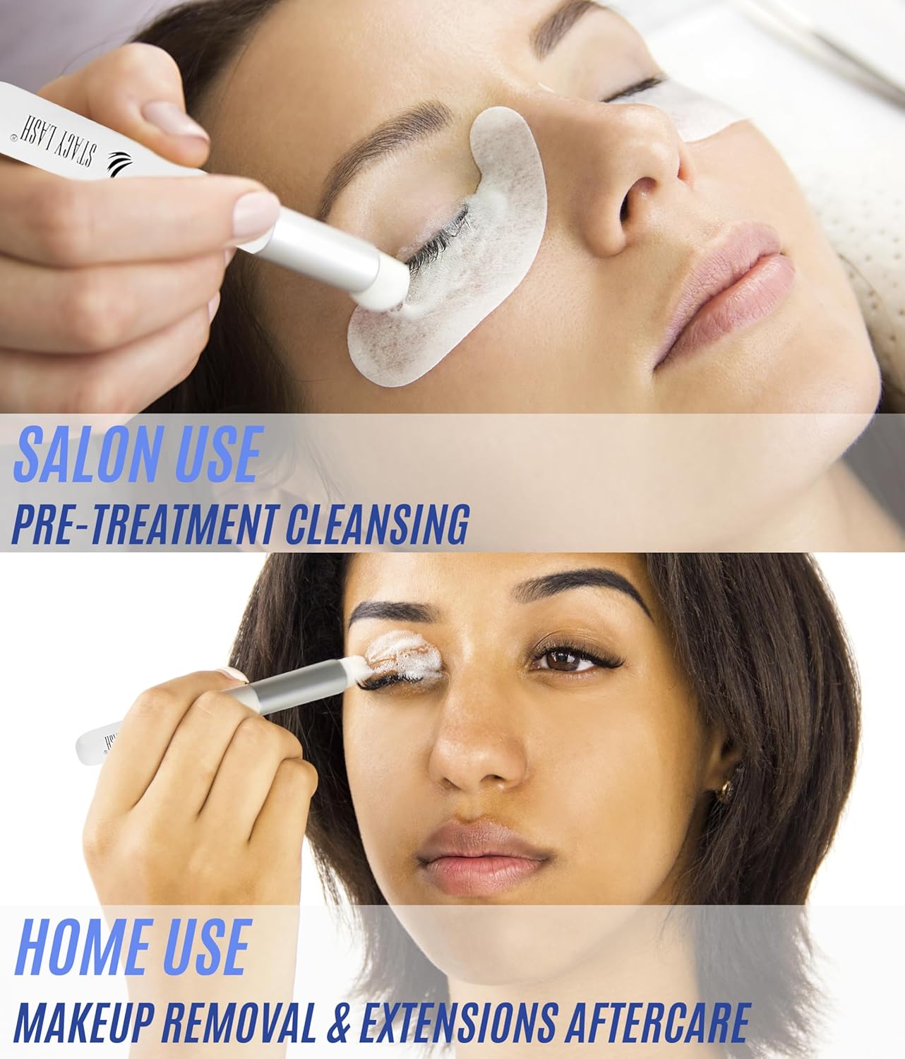 STACY LASH Eyelash Extension Shampoo + Brush / 3.38 fl.oz / 100ml / Eyelid Foaming Cleanser/Wash for Extensions & Natural Lashes/Safe Makeup Remover/Supplies for Professional & Home Use-GlimoraGlow