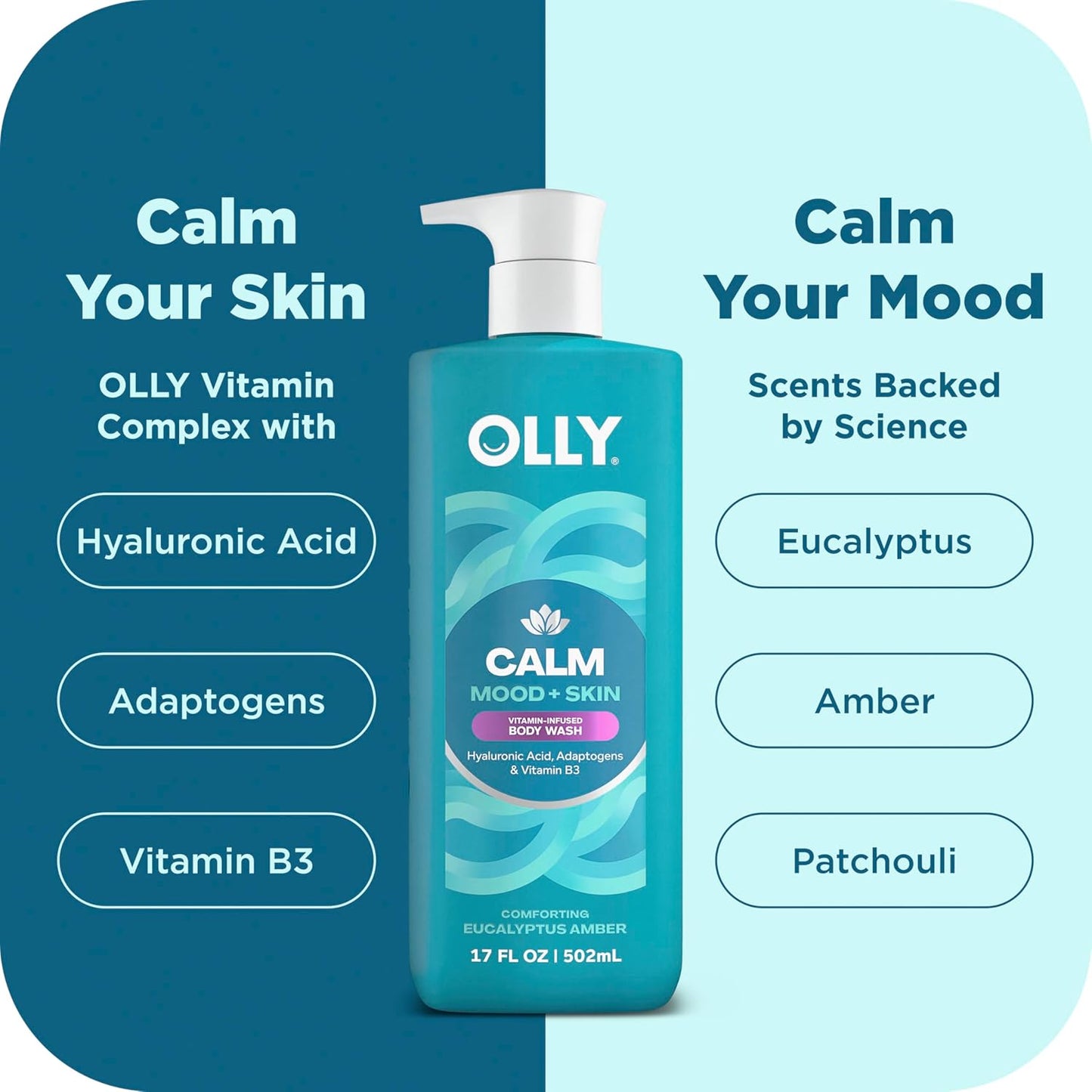 OLLY Body Wash Mixed Pack 4 Count to Restore Skin barrier & Hydrate skin 3 oz-GlimoraGlow