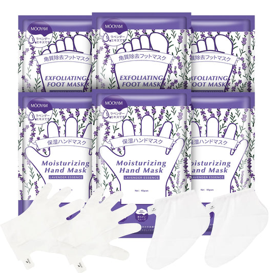 Hydrating Hand Foot Masks Set,3 Pack Glove Mask for Dry Hand,Exofliating 3 Pack Socks Maskfor Peeling Away Dead Skin Calluses（Lavender）-GlimoraGlow