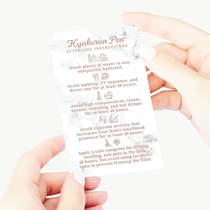100 Pack - Premium Hyaluron Pen Lip Filler Aftercare Instructions Card 2 x 3.5" Accessories Supplies Kit Care - HP21A100_N-GlimoraGlow
