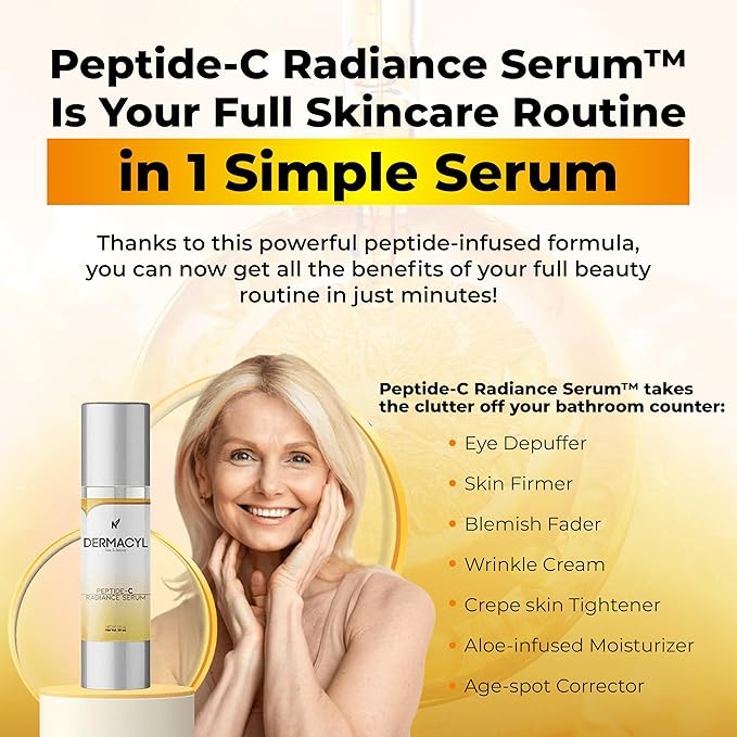 Peptide-C Radiance Serum - Anti-Aging Face Serum with Peptides, Vitamin C, Hyaluronic Acid - Hydrates, Firms, Smooths Wrinkles, 1 oz-GlimoraGlow