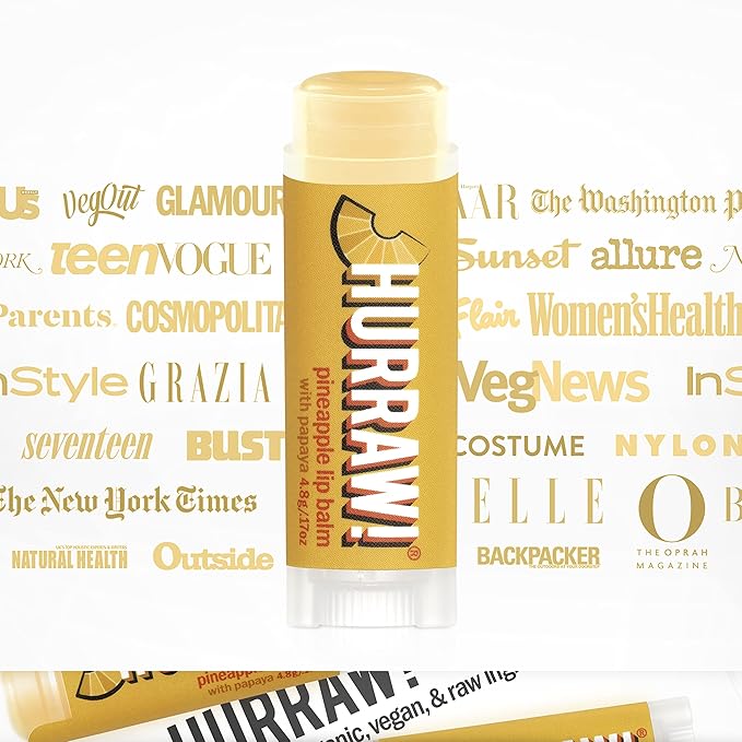 Hurraw! Pineapple Lip Balm: Organic, Certified Vegan, Cruelty and Gluten Free. Non-GMO, 100% Natural Ingredients. Bee, Shea, Soy and Palm Free. Made in USA-GlimoraGlow
