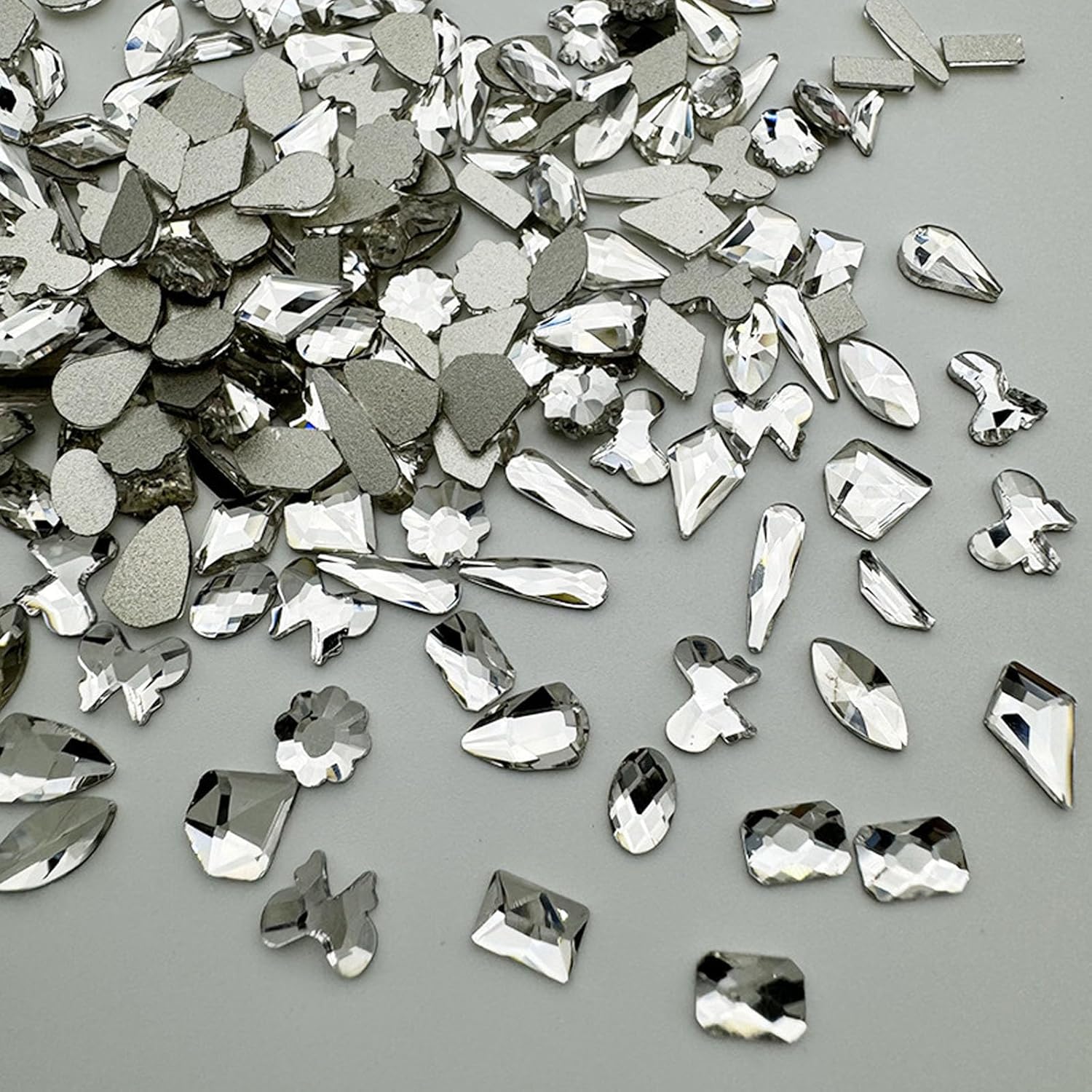 18 Types of 900 Special-Shaped Diamonds + 3200 Flat-Bottomed Nail Rhinestones, Clear Nail Crystal Gems Stone DIY Crafts for Shoes, Clothes, Jewels-GlimoraGlow