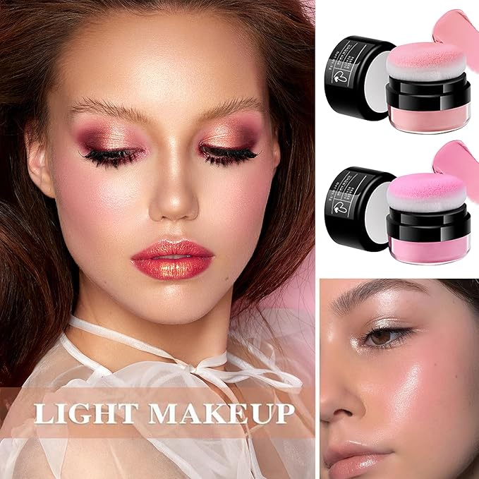 2 Colors Blush Stick,Multi-Use Cream Blush,Waterproofing Highly Pigmented Makeup Stick,Moisturizing Makeup Cream Set A6-GlimoraGlow
