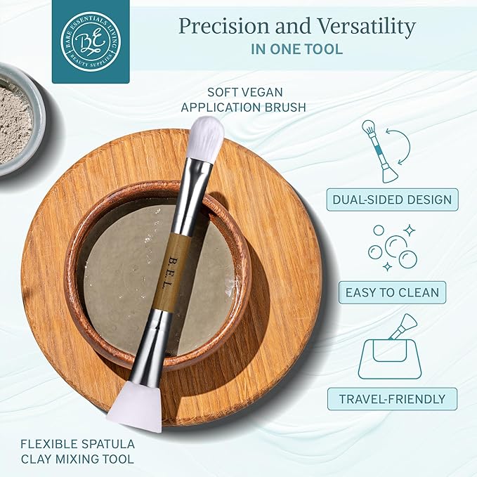 Bare Essentials Living Clay Face Mask Brush (3 Pack, Bamboo) Dual Soft Silicone Face Mask Applicator Brush Tool, Great Facial Essentials, Moisturizer Applicator & Skincare Brush for Facials-GlimoraGlow