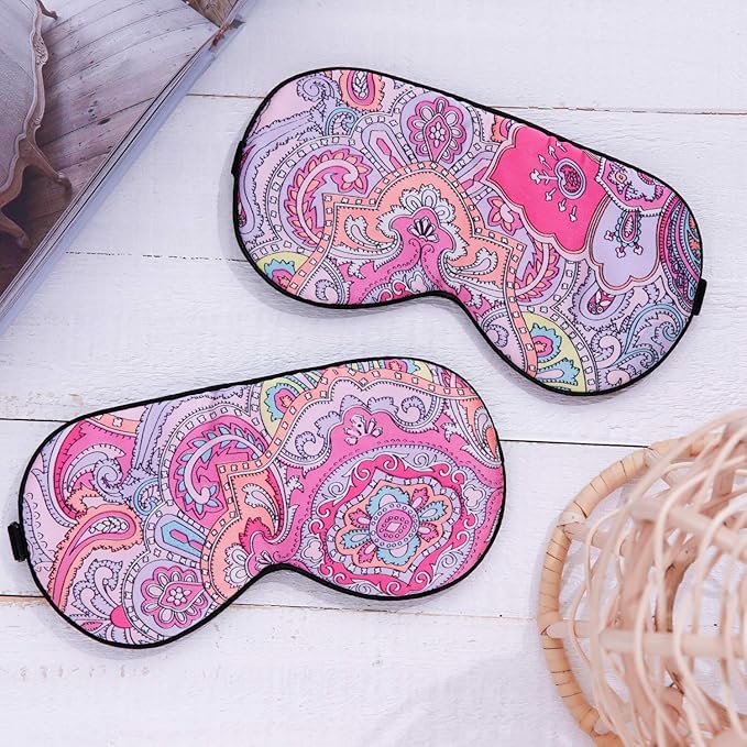 100% Pure Silk Eye Mask Sleep Eye Mask Eye Cover Eyeshade Sleeping Eye Mask Printed Colors (#12)-GlimoraGlow