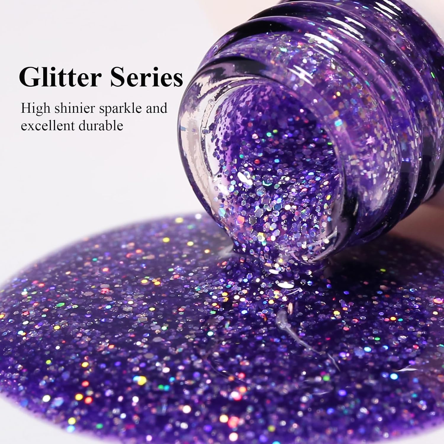Imtiti Glitter Gel Nail Polish, Clear Purple Iridescent Glitter Gel Polish Diamond Shimmer Sparkle Soak Off UV LED Nail Gel Polish Autumn Winter Gel Polish Manicure Gel Nail Kit 10ML-GlimoraGlow