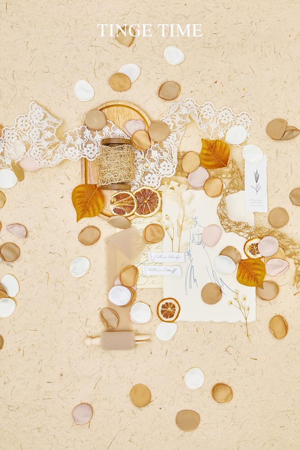 TINGE TIME 400pcs Silk Flower Petals for Wedding, Rose Petals for Decoration, Fake Flower Petals for Bridal Showers, Flower Girl Petals for Anniversaries and Parties (Champange Golden & Beige)