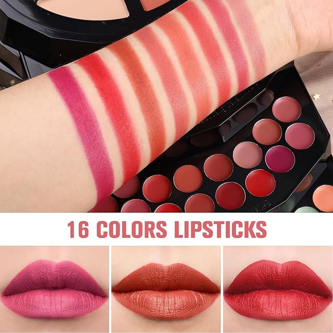 109 Colors Makeup Kit for Women Girl Full Kit Gift Set with Mirror All in One Make up Palette Included Eyeshadow Glitter Lipstick Concealer Eyeliner Eyebrow Highlighter Contour Blusher Compact PowderN-GlimoraGlow