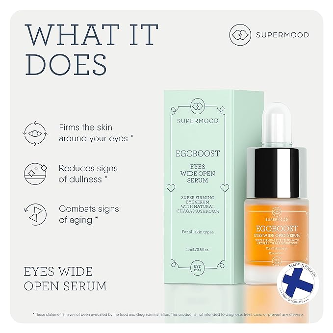Egoboost Eye Serum - Eye Serum for Dark Circles and Puffiness, Hydrating Serum, Bright and Tight Eye Serum in Facial Skin Care Products, Mushroom Extract Eye Serum for Wrinkles-GlimoraGlow