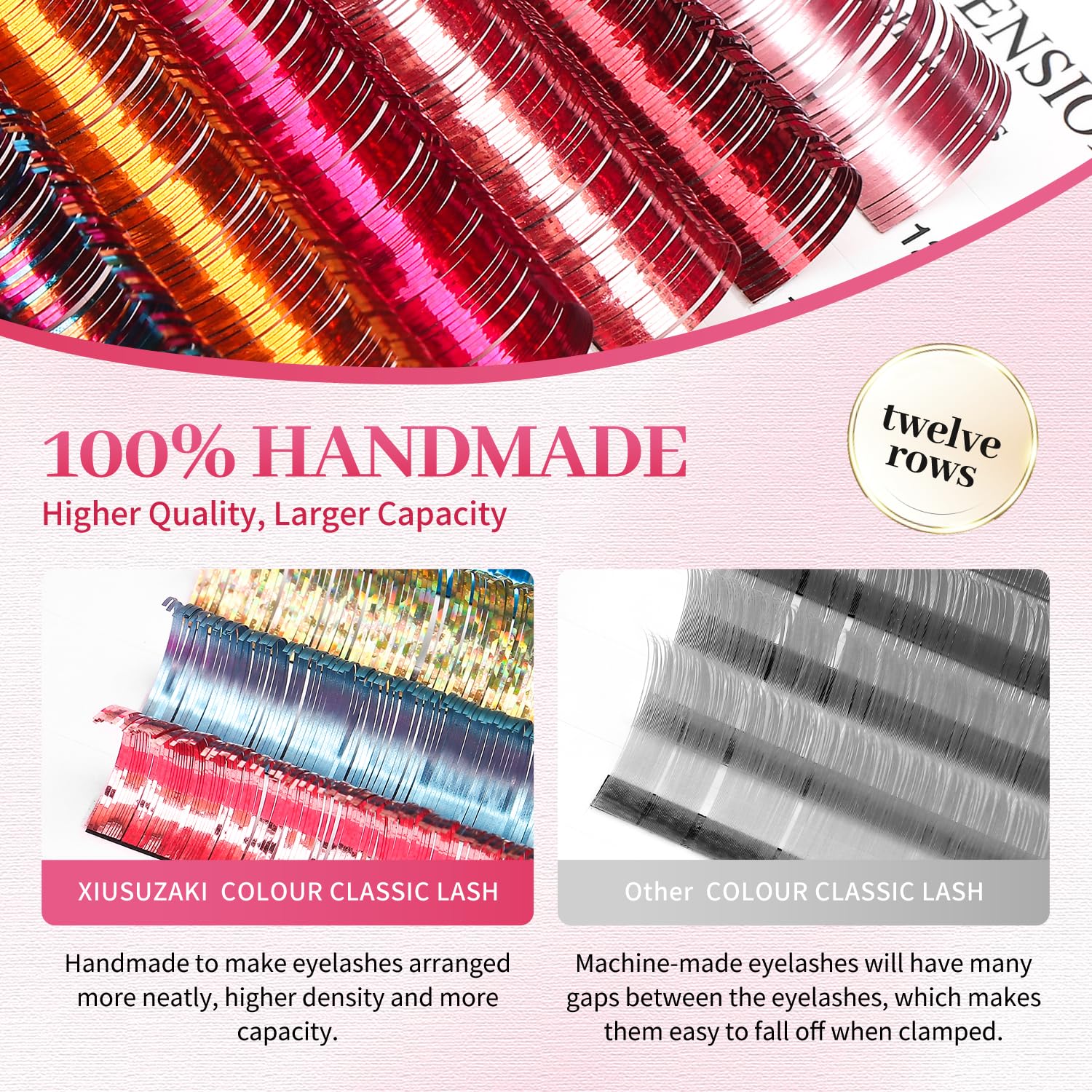 Glitter Spike Tinsel Eyelash Extensions 0.07 Colored Lashes Extension D Curl Lashes 12mm Lash Extensions Soft False Eyelashes Volume Lashes 12 Rows Professional Use(Glitter,0.07-D,12mm)-GlimoraGlow