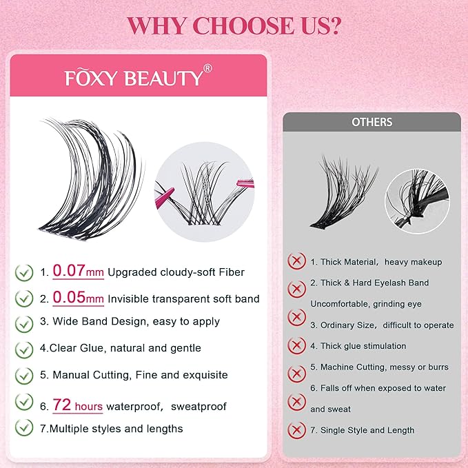 Lash Clusters Kit - Wispy Natural & Manga Spiky Lash Cluster Invisible band 8-16mm Eyelash Clusters Kit D Curl Lash Extension Kit WideSpan with Bond and Seal DIY at Home-GlimoraGlow