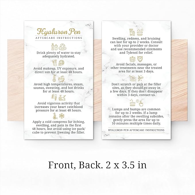 100 Pack - Premium Hyaluron Pen Lip Filler Aftercare Instructions Card 2 x 3.5" Accessories Supplies Kit Care - HP22A100_N-GlimoraGlow