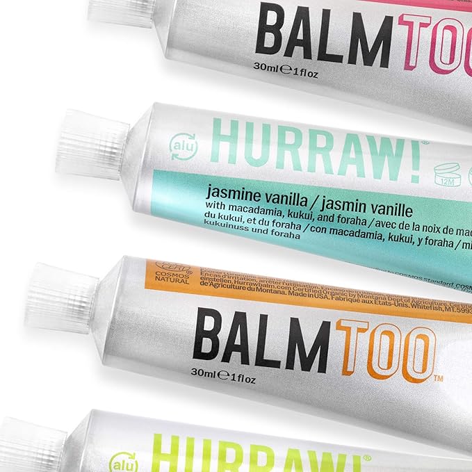 Hurraw! Balmtoo Squeezable Balm, Sandalwood Fir: Thick, ultra-moisturizing. Anywhere application. Body, face, lips, neck, fingers, toes. 1 tube = 7 sticks of lip balm. Natural, Organic. Made in USA-GlimoraGlow