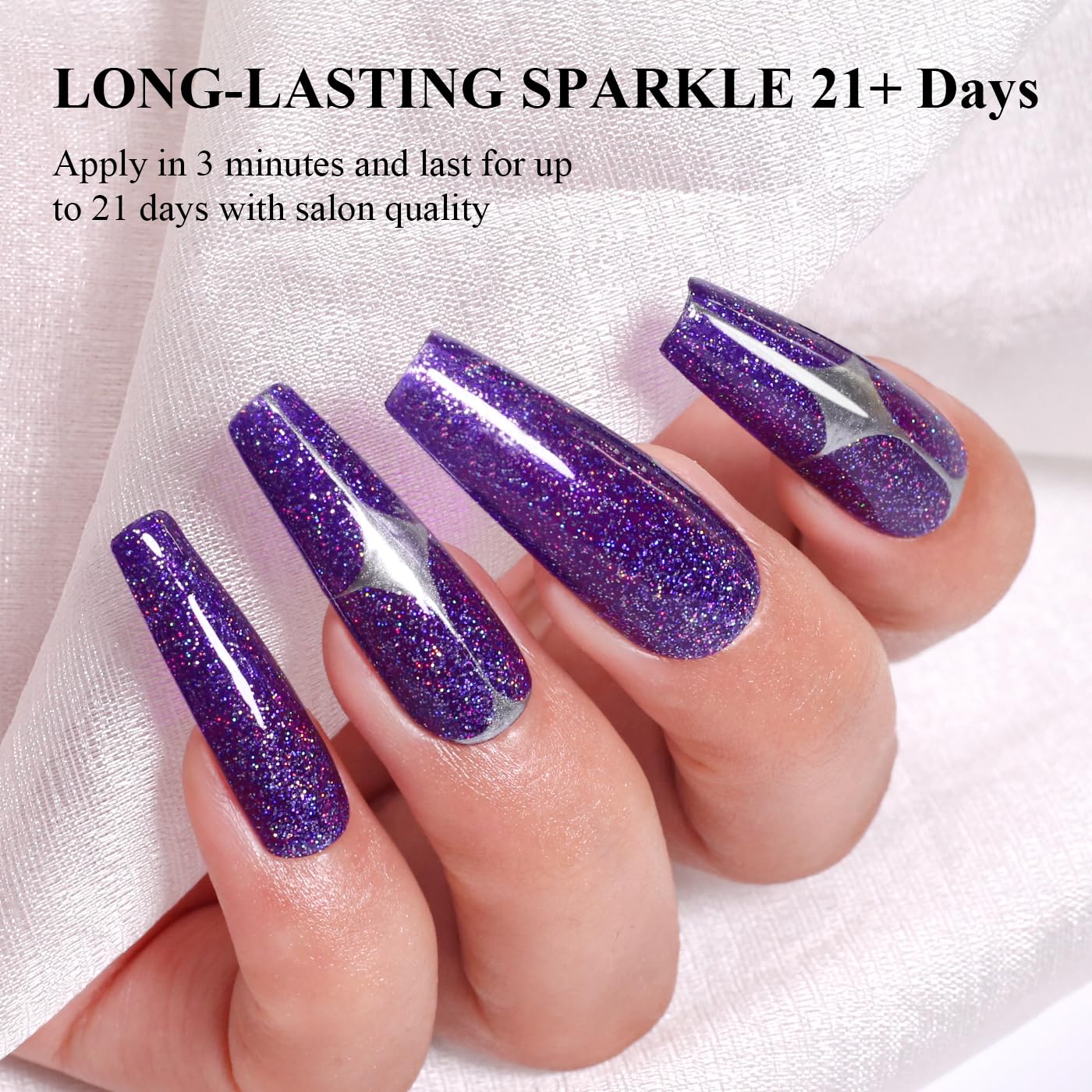 Imtiti Glitter Gel Nail Polish, Purple Iridescent Glitter Nail Gel Polish Diamond Shimmer Sparkle Soak Off UV LED Spring Summer Manicure 10ML-GlimoraGlow
