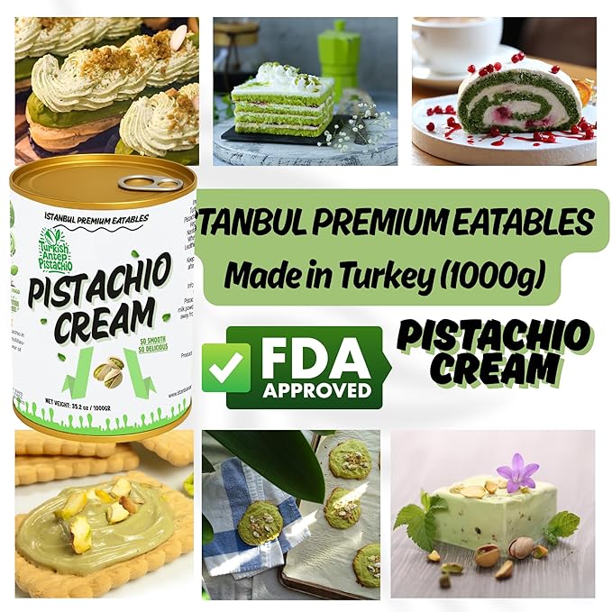 Istanbul Premium Pistachio Cream, Pistachios for Dubai Chocolate Bar, Cream for Dessert, Kataifi & Knafeh, Crema de Pistacho Pistachio Cream, Non-GMO, 2.2 lb (1kg)-GlimoraGlow