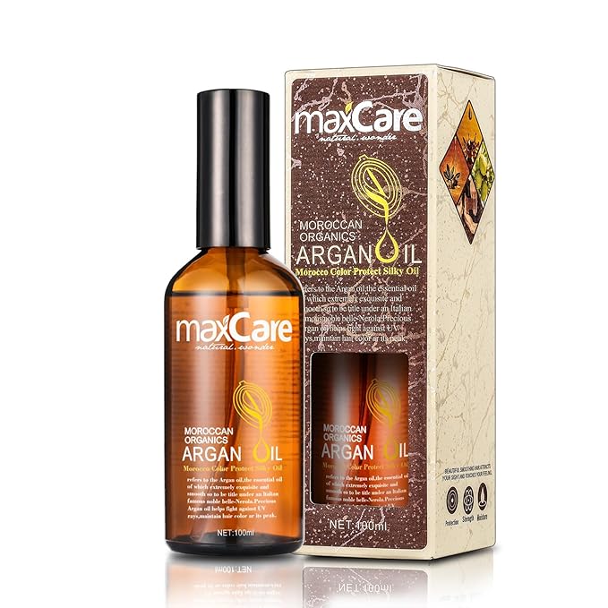 MaxCare Moroccan Argan Oil Hair Serum – Color Protect & Nourishing Treatment for Frizz Control, Shine & Heat Protection, 100ml – Lightweight, Non-Greasy, Sulfate-Free-GlimoraGlow