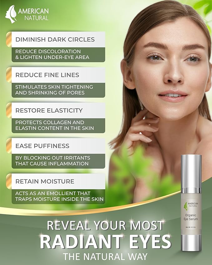 Blend Organic Eye Serum For Bags Under Eyes - Dark Eye Circle Remover with Eyebright Extract - Under Eye Serum For Dark Circles and Puffiness - Anti Aging Eye Cream For Women (0.5Oz)-GlimoraGlow