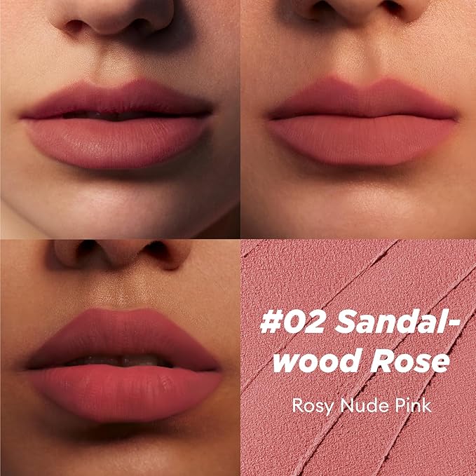ITY Velvet Matte Finish Lip Stain-Mousse Textured Pudding Pot Lip Clay with Brush, Nude Shade, Dual-Use as Lipstick and Blush, Conceals Lip Lines, Rich Pigment, 0.21 oz (6g) in Sandalwood Rose-GlimoraGlow