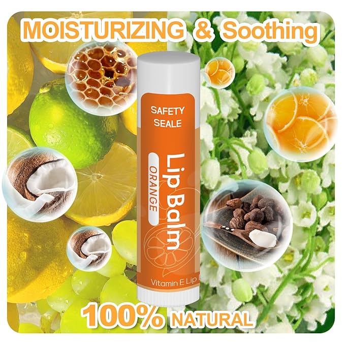 10 Pack Natural Lip Balm Bulk with Vitamin E and Coconut Oil Valentine's Day best choice - Moisturizing, Soothing, and Repairing Dry and Chapped Lips - 10 Flavors - Non-GMO-GlimoraGlow