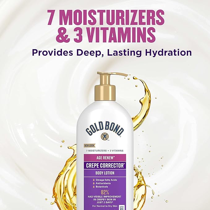 Gold Bond Age Renew Crepe Corrector Body & Face Lotion, Replenishing & Smoothing Formula, 14 oz., Packaging may vary-GlimoraGlow