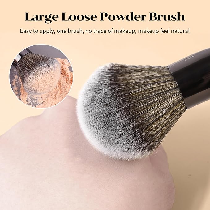 MAANGE 7pcs Makeup Brush Set Double Sided Kabuki Makeup Brushes Contour Brush for Foundation Liquid Powder Concealer Cream Cosmetics Bronzer Blending Blush Buffing Makeup Tools (Black)-GlimoraGlow