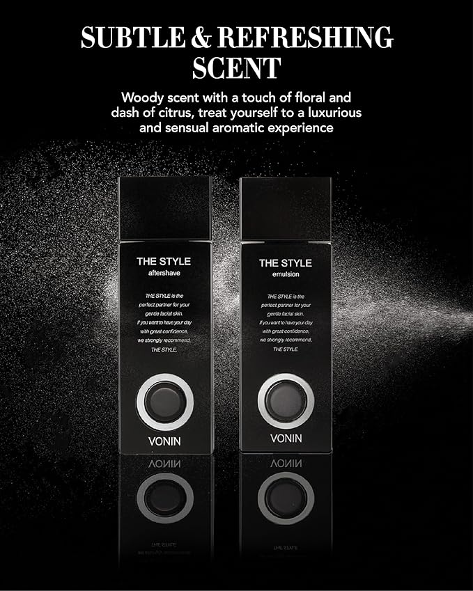 (The Style Aftershave Set, 11.5fl oz) - Men's Skincare Kit for Smooth Skin CoQ10, Cypress, AHA | Korean Skincare-GlimoraGlow