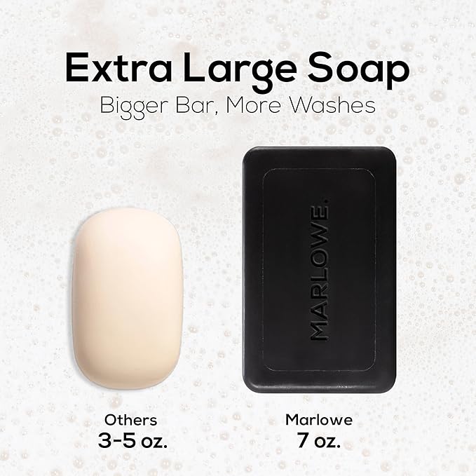 MARLOWE. No. 106 Charcoal Soap 7 oz, Body Bar Soap for Men, Cleansing, Purifying & Hydrating with Natural Extracts, Shea Butter, Olive Oil & Green Tea Extracts, Fresh Woodsy Scent-GlimoraGlow