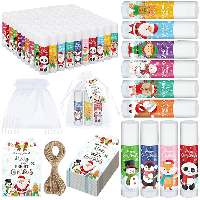 100 Pack Christmas Party Gifts Bulk Lip Balms Favors Bulk Christmas Stocking Stuffers Holiday Party Goodies Gifts Small Thank You Employee Appreciation Gifts for Women Men Coworkers Staff-GlimoraGlow