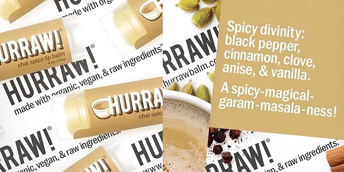 Hurraw! Chai Spice Lip Balm, 2 Pack: Organic, Certified Vegan, Cruelty and Gluten Free. Non-GMO, 100% Natural Ingredients. Bee, Shea, Soy and Palm Free. Made in USA-GlimoraGlow