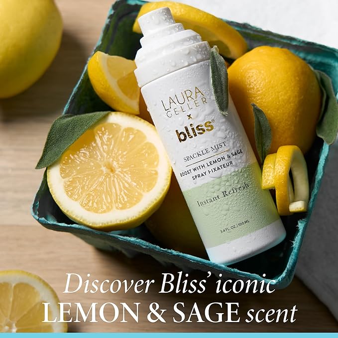 LAURA GELLER NEW YORK x Bliss Spackle Mist Boost with Lemon & Sage - Long-Lasting Dewy Skin Makeup Setting Spray - Brighten and Soothe Dull Skin-GlimoraGlow