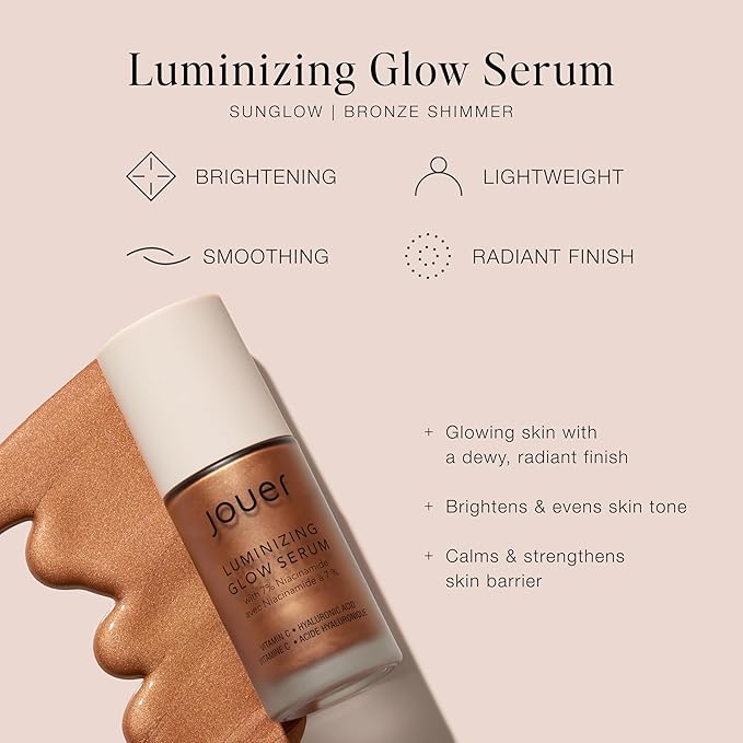 Jouer Luminizing Glow Drops for Face, Dewy Serum for Glowing Skin, 7% Niacinamide, Hyaluronic Acid, & Glycerin, 1 fl oz-GlimoraGlow
