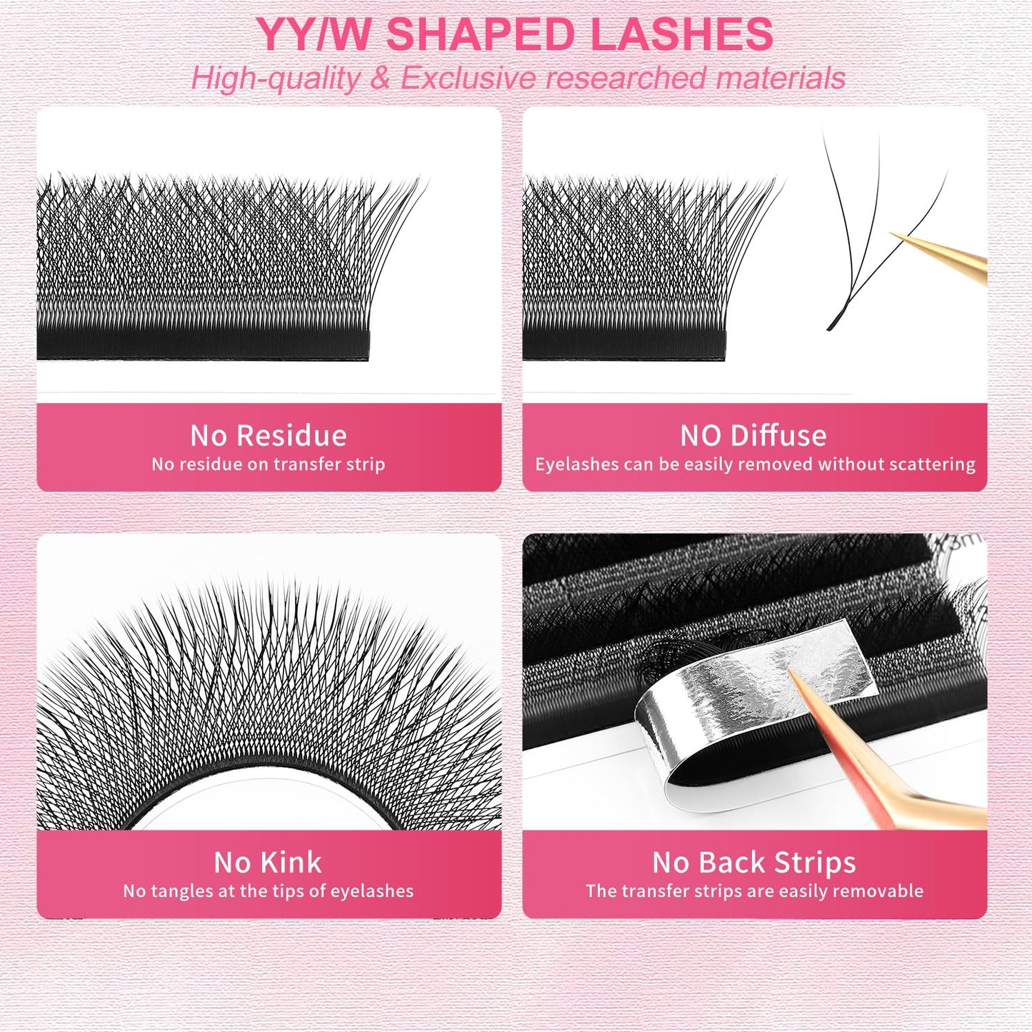 W Lash Extensions Supplies 3D Eyelash Extensions W Shape 0.07mm Thickness D Curl 9mm Premade Fans Easy Fan Lashes Volume Matte Black 12 Rows Crisscross Eye Lashes(W-3D-0.07-D,9mm)-GlimoraGlow