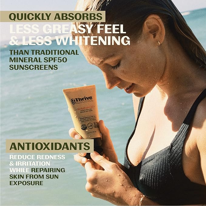 Thrive Natural Care Reef Safe Sunscreen SPF50 - Hawaii 104 Reef Act Compliant - Mineral Sunscreen Non-Nano Zinc Oxide - Vegan, (5.8 Oz (Pack of 3))-GlimoraGlow