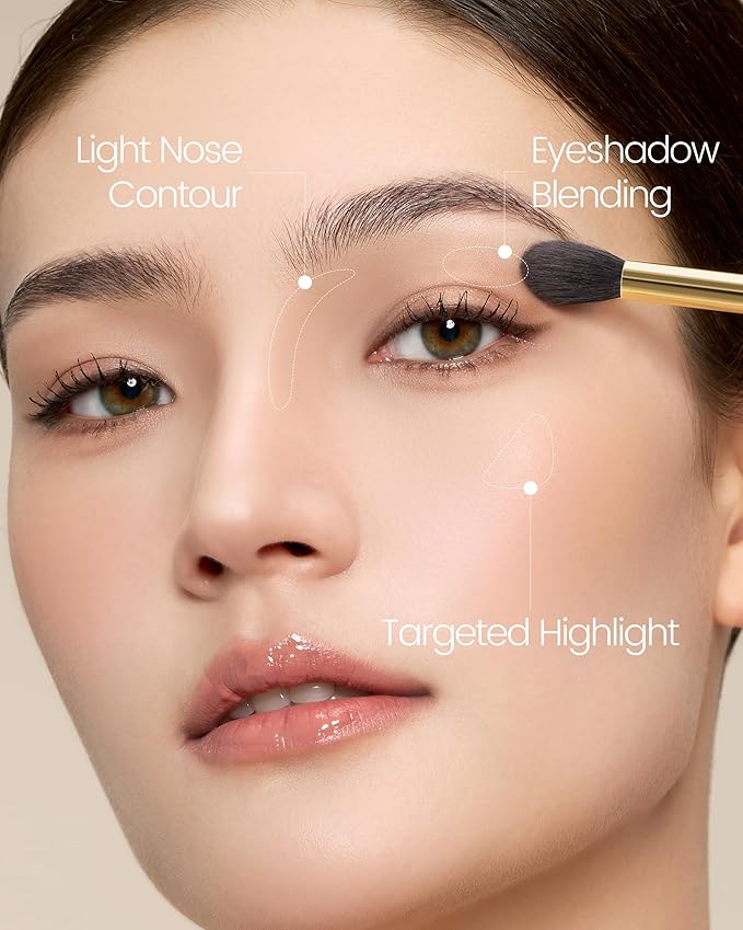 Desert Oak Series Eyeshadow Blending Brush - Dome Goat Hair Bristles for Seamless Crease Work, Premium Bubinga Handle with Gold Brass Ferrule (CM 169)-GlimoraGlow