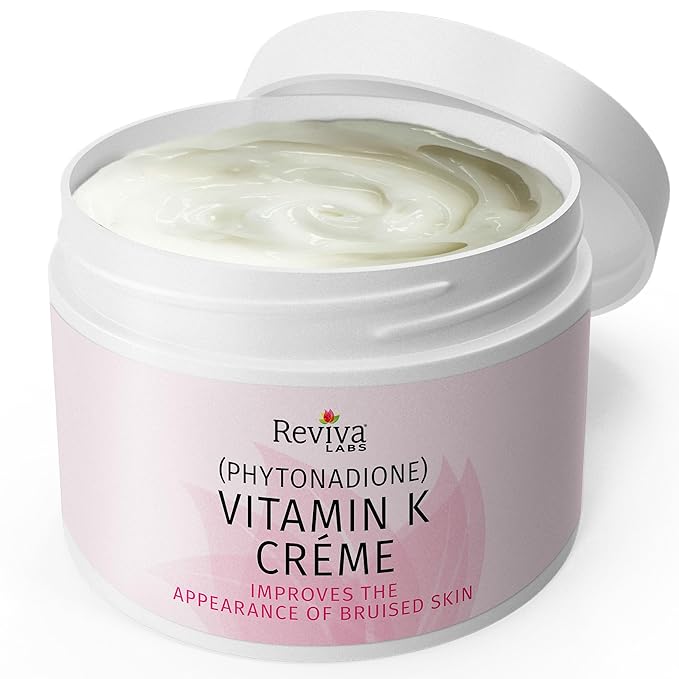 Reviva Labs Vitamin K Crème for Bruising, Under-Eye Dark Circles, and Wrinkles with Soybean Oil and Natural Fruit Extracts - 2 Oz, for Skin and Face-GlimoraGlow