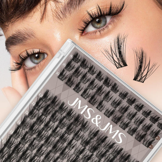 JMS&JMS 156Pcs Lash Clusters CC Curl 8-18mm Eyelash Clusters Wispy DIY Lash Extensions Super Thin Band Soft and Easy to Wear (Side Spike-8-18mix)-GlimoraGlow