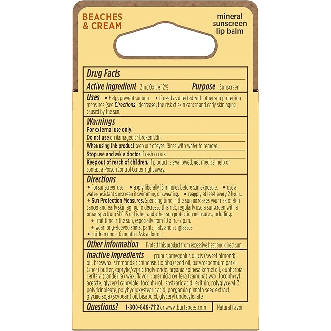 Burt’s Bees SPF 30 Lip Balm Mothers Day Gifts for Mom, Beaches and Cream, Water-Resistant Sun Care, Nano-Free Zinc Oxide Formula, Natural Origin Conditioning Lip Treatment, 3 Tubes, 0.15 oz.-GlimoraGlow