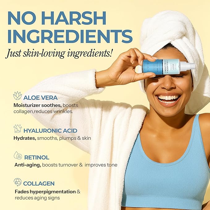 Hyaluronic Acid & Collagen Face Mist - Dermatologist Tested, Moisturizes & Tones Skin, Anti-Aging, Natural Ingredients, Cruelty-Free, 95% Natural - All Skin Types - 4 OZ-GlimoraGlow