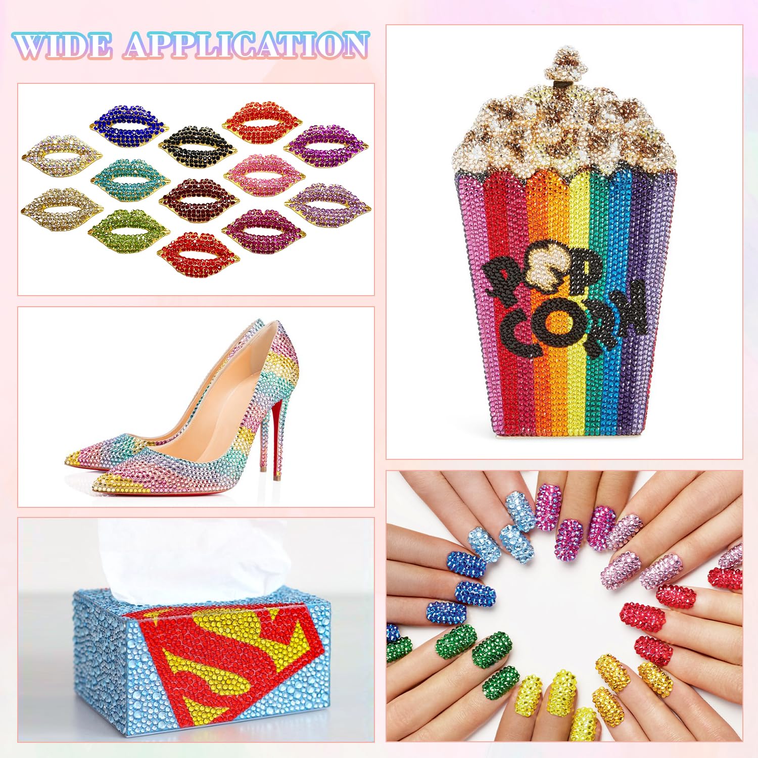 12600Pcs Resin Rhinestones for Bedazzling with 3Pcs B7000 Jewelry Glue, Multicolor 4mm Flatback Gems Rhinestones for Crafting, Clothing Tumblers Mugs Shoes Fabric Decor Nail Art-GlimoraGlow