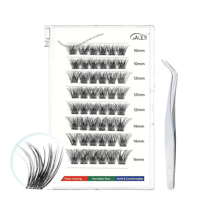 GAQQI Self Adhesive Lash Clusters, No Glue Eyelash Clusters 10-16mm Full & Volume Self Adhesive False Eyelashes, No Band Glueless Lashes-GlimoraGlow