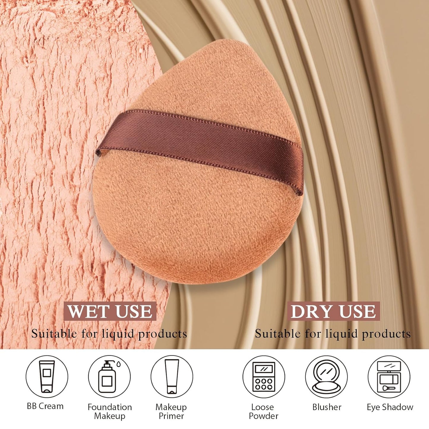 Powder Puff for Face Powder Triangle Beauty Blender Sponge Halo Glow Brown Powder Puff for Flawless Makeup Application-GlimoraGlow